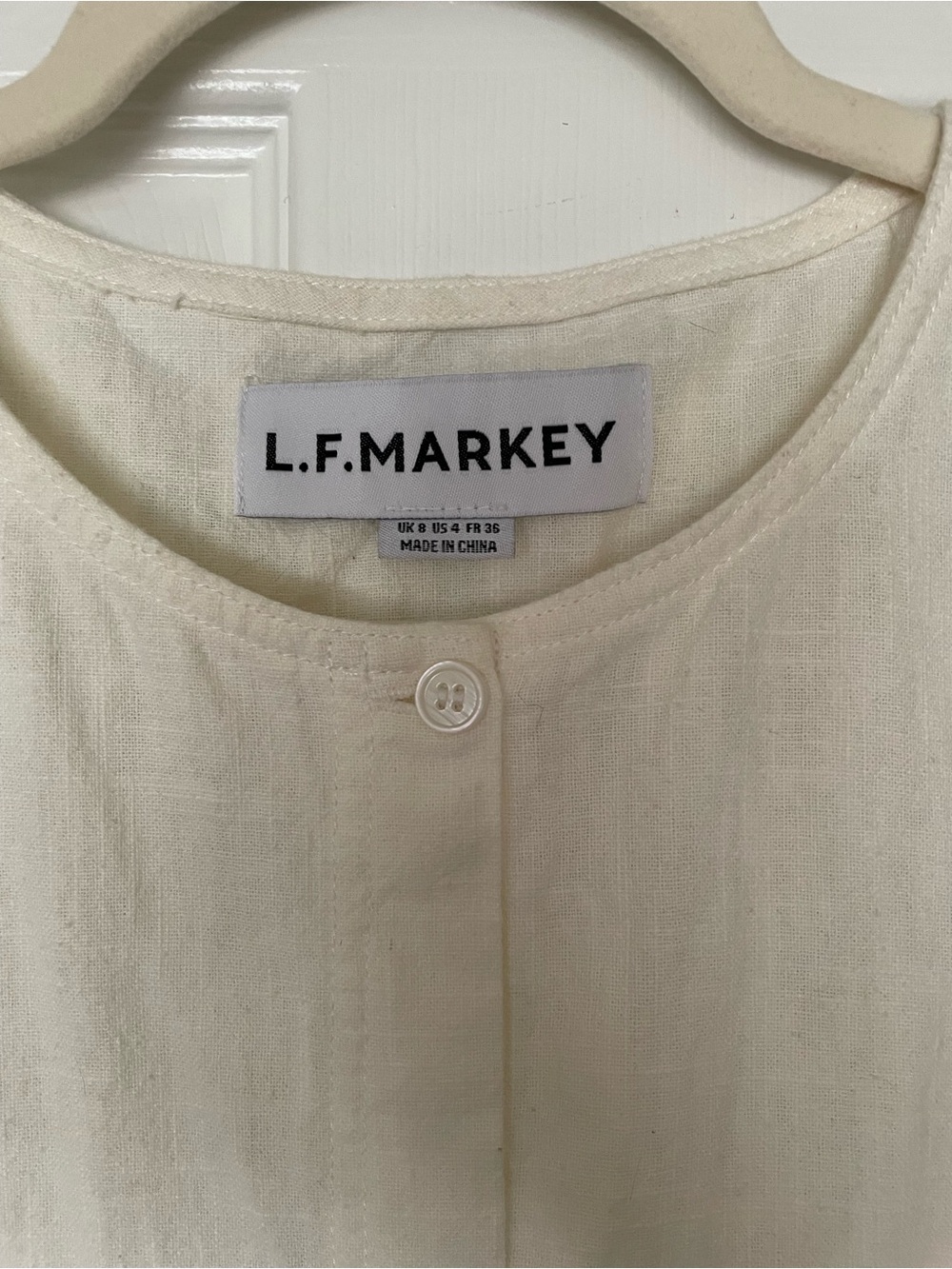 LF Markey Cream Linen Midi Button-Front Dress - Picture 2 of 6